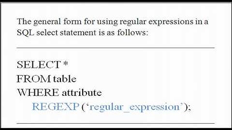 Regular Expressions in MySQL