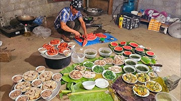 Đại tiệc trên đỉnh Đán Dầu cỗ 4 mâm toàn món ngon giò chả mời Điểm trường. Nguyễn Tất Thắng