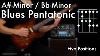 a#m- / bbm blues pentatonic - five positions