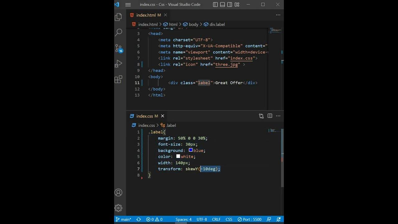 Slanting text using skewy in css youtube