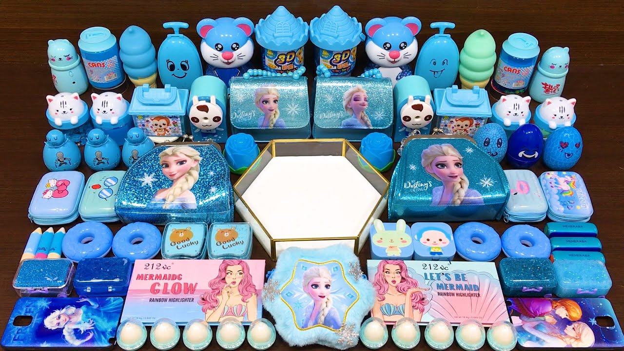 BLUE FROZEN ! Mixing Random Things into GLOSSY Slime ! Satisfying Slime Video 