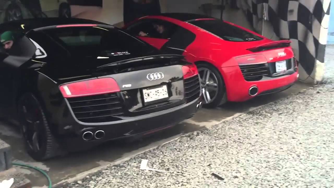 Both fitted Armytrix Titanium Exhaust, 2014 Audi R8 V10 rev battling 2008 Audi R8 V8  INSANE 