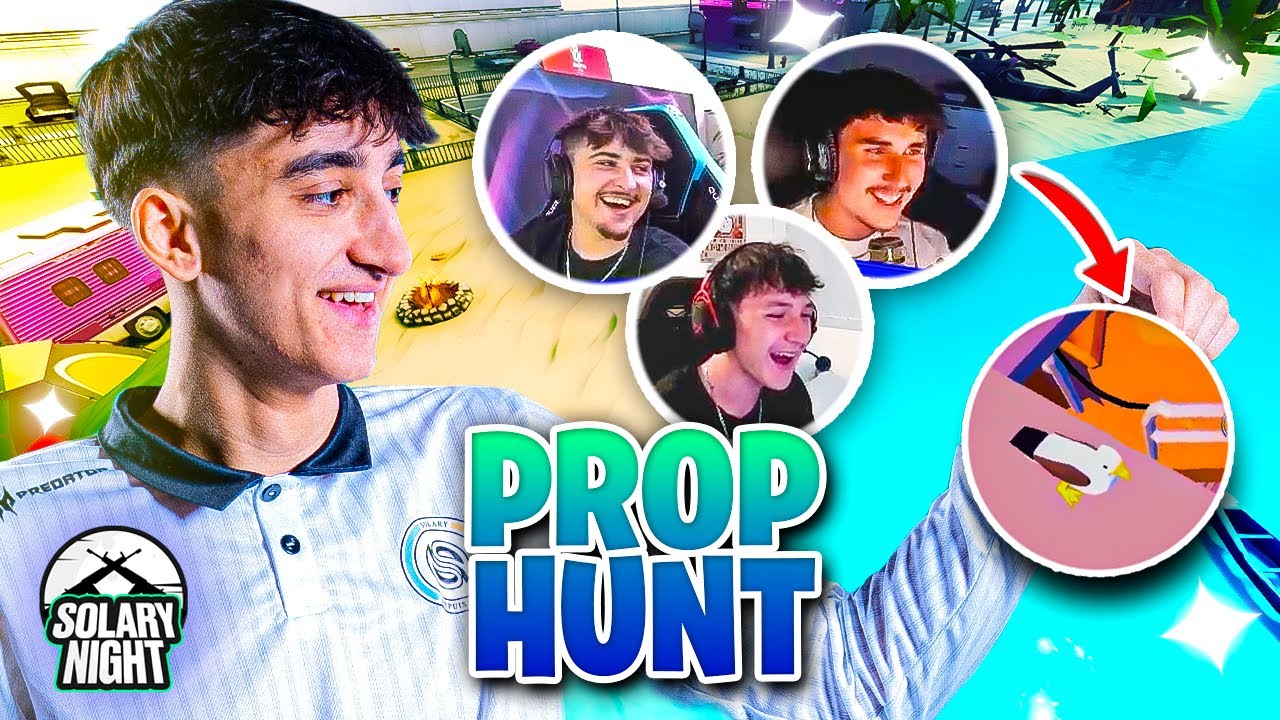 La CACHETTE 300 de QI sur la MEILLEURE MAP PROP HUNT 😄 - SOLARY NIGHT avec TOUTE LA TV