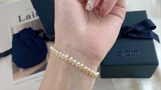 APM Pearl Line Ripple Bracelet Gold color Z-shaped wave soft bracelet for women screenshot 1