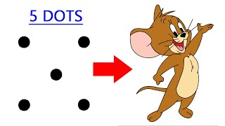 Turn 5 dots into Jerry drawing easy - How to draw Jerry drawing easy - tom and jerry drawing easy