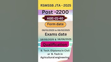 RSMSSB JTA Recruitment 2025, RSMSSB JE Eligibility, Syllabus, Exam Pattern, Preparation Tips #Shorts