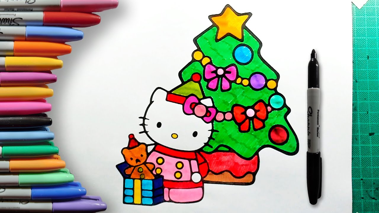 How to Color Hello Kitty Christmas Tree Step by Step Easy Coloring ...