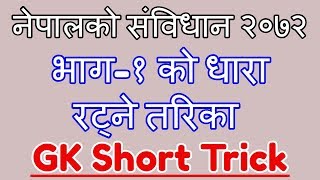 Constitution of Nepal 2072 को भाग १ मा भएको धारा याद गर्ने Gk Tricks