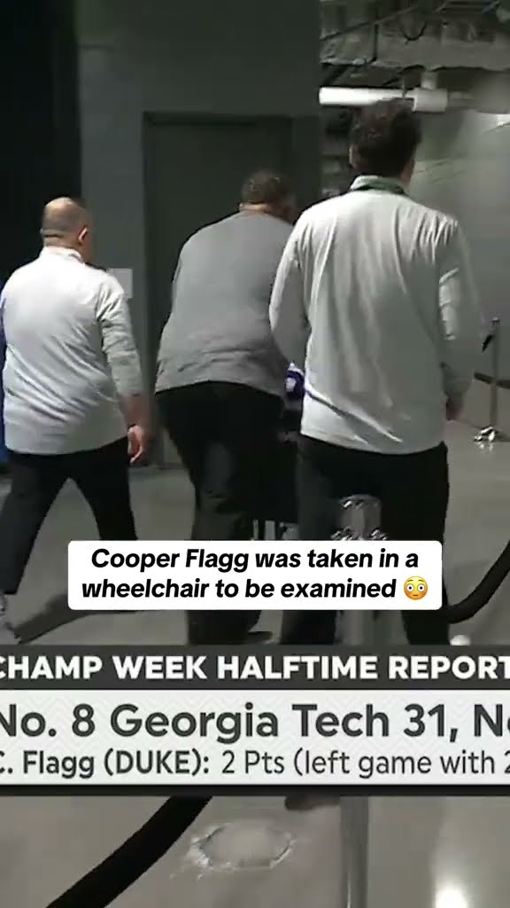Cooper Flagg was taken in a wheelchair to be examined after apparent ankle injury in the ACC tourney