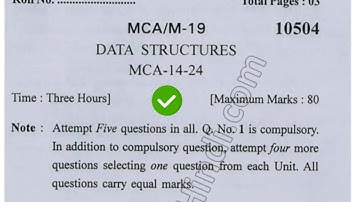 2019 Kuk MCA 2nd Sem Data Structure Question Paper