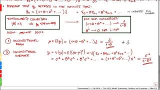 The AR(1) Model - Stationarity Condition and Properties Given Stationarity
