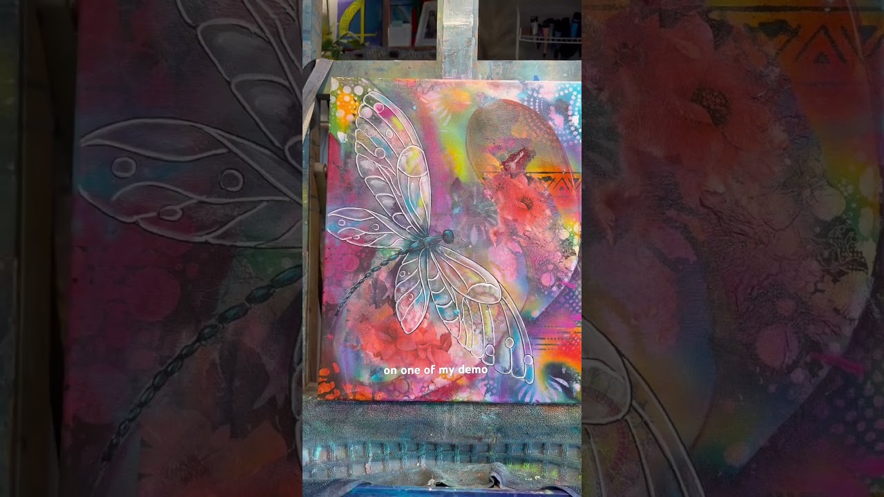 Dragonfly mixed media on canvas. 