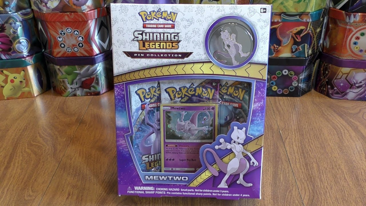 NEW CASE FRESH Shining Legends Mewtwo Collection Pin Box Pokemon 