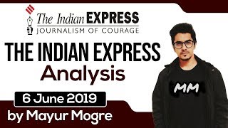 6 June 2019 - The Indian Express Newspaper Analysis हिंदी में - [UPSC/SSC/IBPS] Current affairs