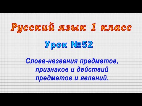 Русский язык 1 класс (Урок№52 - Слова-названия предметов, признаков и действий предметов и явлений.)