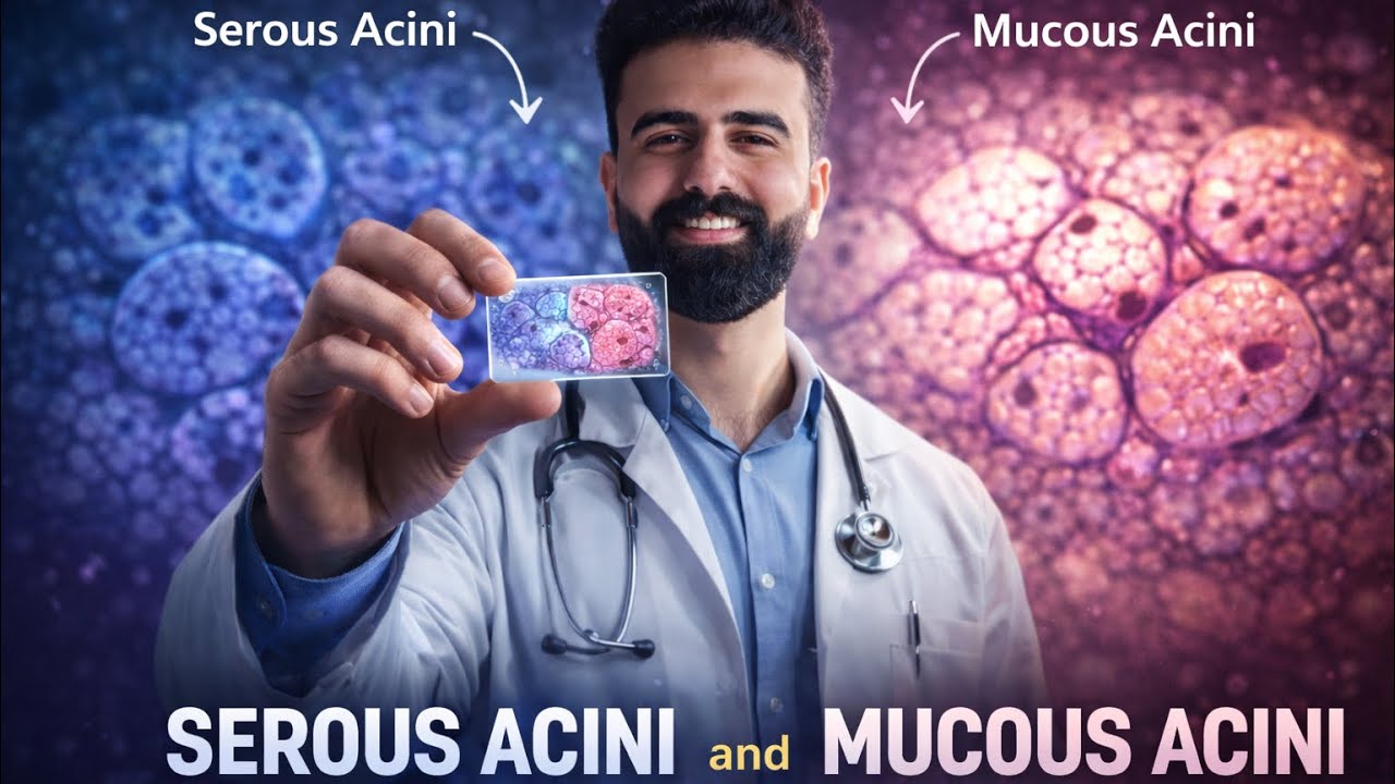 serous acini & mucus acini in salivary glands || oral histology || عزت شومان 