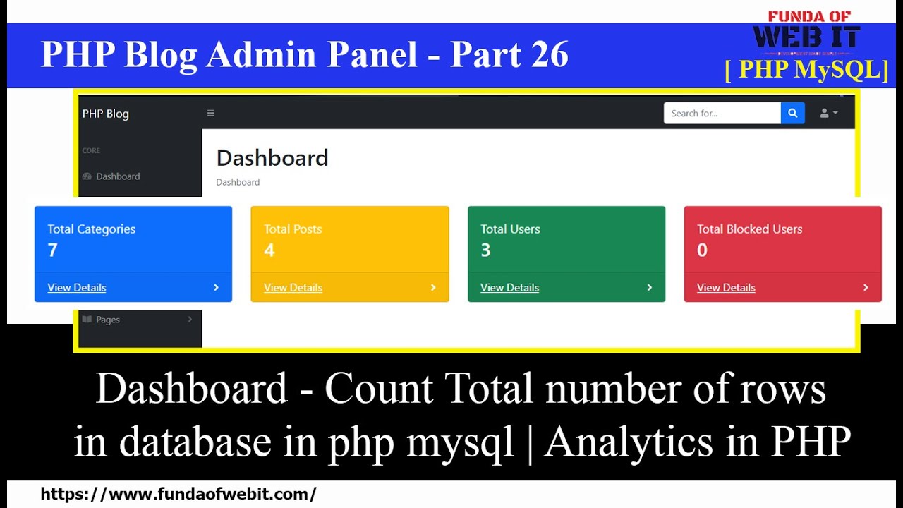 php is number  New 2022  PHP Blog Admin Panel 26: Dashboard - Count Total number of rows in database in php -Analytics in php