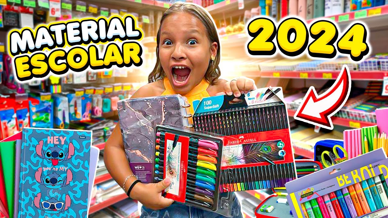 COMPRANDO MEU MATERIAL ESCOLAR 2024 | Gatinha das Artes