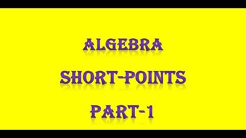 PG TRB/ POLYTECHNIC  Algebra short Points Part-1