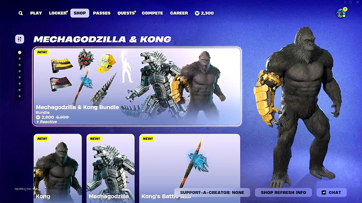 Fortnite NEW Kong and Mechagodzilla Skins, Emote and All Cosmetics Showcase