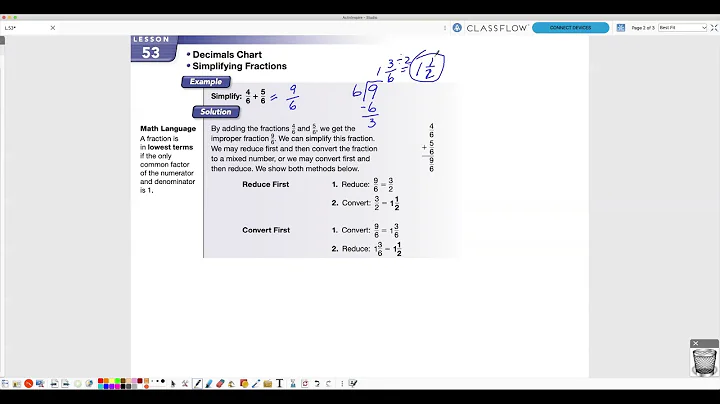 Saxon Math L.53 Decimal Chart and Simplifying Fractions