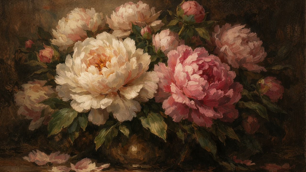 TV Art 4K | Vintage Peony Oil Painting | Classical Floral Art in 4K Frame