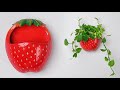 Strawberry shaped tree pot making with cement || Wall hanging indoor Planter Vase making at Home