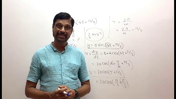 The displacement of a particle executing SHM is given by y=5sin(4t+pi/3)