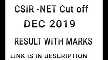 CSIR-NET cut off Dec 2019|CSIR NET expected CutOff