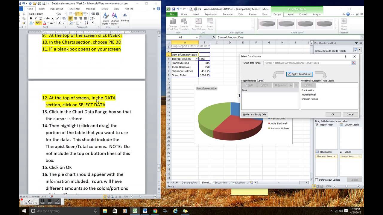 Excel Database Week 5 Instructions - YouTube