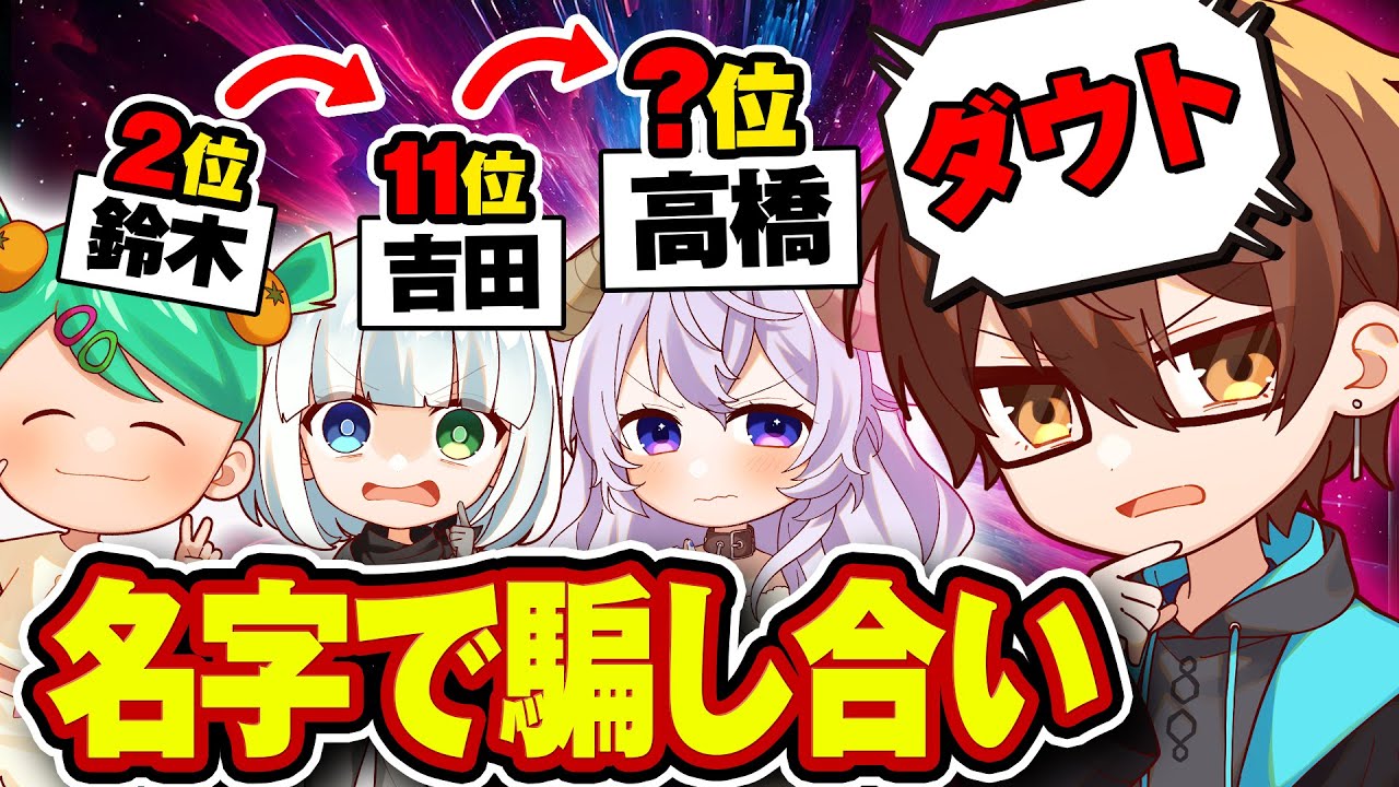 【名字ダウト！】順位が下がるように名字を出すゲームが面白過ぎたｗｗｗ
