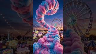 ASMR] Stepping on COLOSSAL Cotton Candy! 🎡☁️🦶 Which sticky fluff is best? 👇 🎠 1. Pink/Blue Swirl