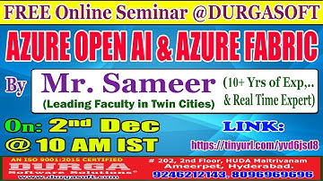 AZURE OPEN AI & AZURE FABRIC (FREE Seminar) Online Training @ DURGASOFT