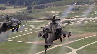 Skilled US AH-64 Apache Helicopter Pilots Take Out Ground Targets