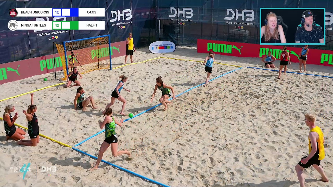 Beachhandball Deutsche Meisterschaft, Düsseldorf 2021, Halbfinale Beach Unicorns vs Minga Turtles