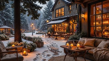 Relaxing Winter Jazz Music at Outdoor Coffee Shop Ambience ⛄ Smooth Jazz Background Music to Work