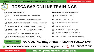 TRICENTIS Tosca SAP Automation  |TOSCA | TOSCA AUTOMATION | TOSCA SAP Automation | DEX AOS | Jenkins