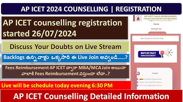 AP ICET counselling registration started 26/07/2024 | AP ICET 2024 Counselling | Join Live