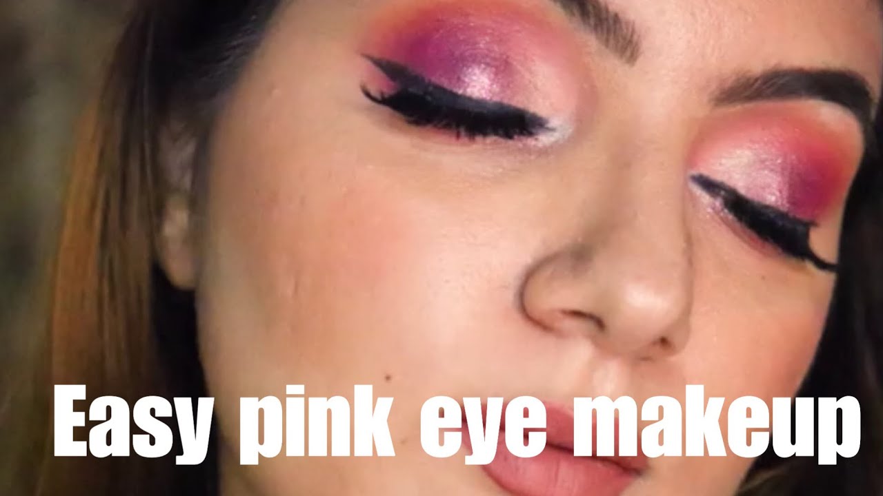 Easy pink glitter eye makeup tutorial step by step in just 5 minutes ...