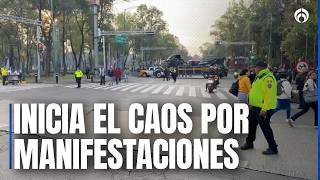 Transportistas paralizan Reforma y desatan caos vial