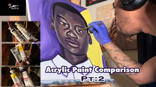 Acrylic paint comparison  GOLDEN vs UTRECHT vs  MASTERS TOUCH PT. 2:  Live Application