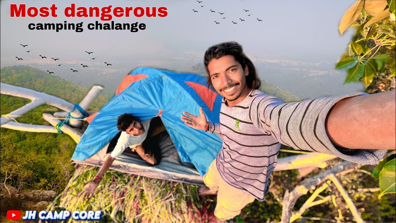 Most Dangerous Tree Camping In Mountain ⛰️ | Extreme Cliff Tent Setup | 24 Hours Challenge