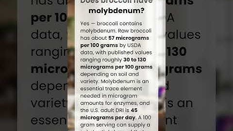 Does broccoli have molybdenum?