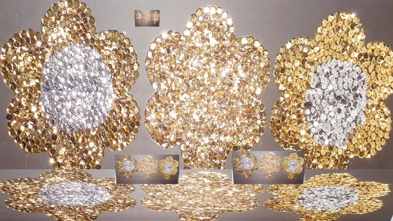 How To DIY Gold & Silver Sequins Flowers Wall Art ShesfineryBeauty