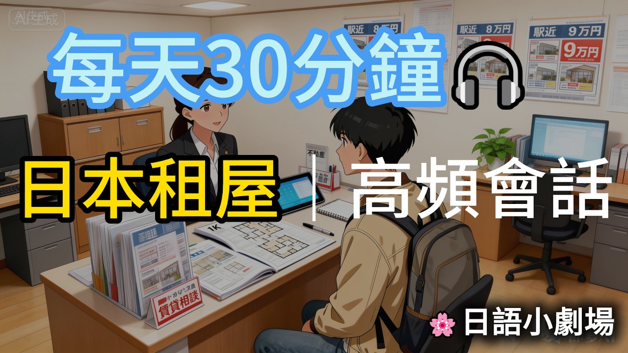日本租屋日語【高頻會話整理】30 分鐘聽懂仲介在說什麼｜押金禮金・保證人・初期費用一次搞懂｜在日生活必備會話｜留學生｜外國人租房｜N5～N3 日語聽力