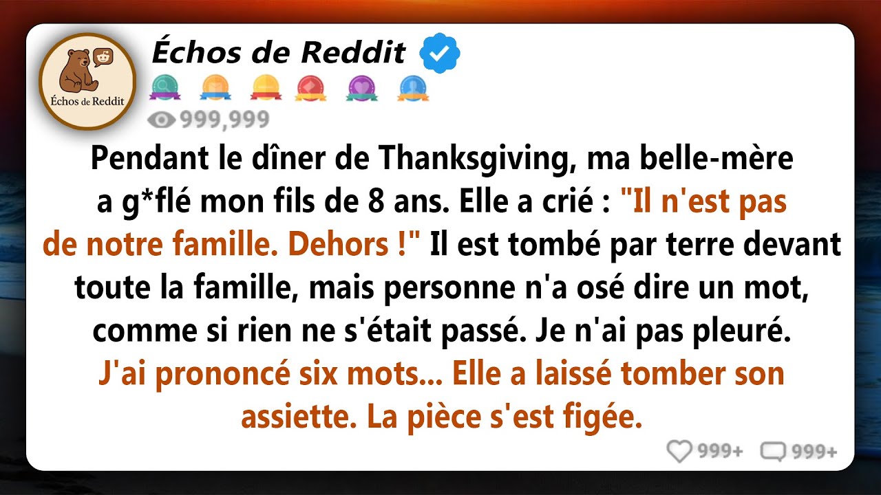 Ma belle-mère a g*flé mon fils de 8 ans pendant le dîner de Thanksgiving. Elle a crié : 