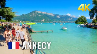 Annecy France, picturesque lake side walking tour, most beautiful town in France 4K