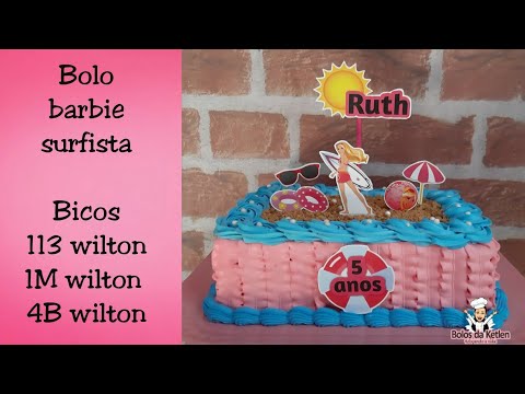 Bolo barbie / topper / retangular / Chantilly rosa / karine cakes .. 
