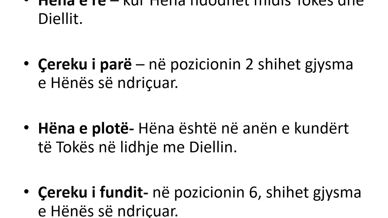 HËNA, FAZAT E HËNËS - FIZIKË 7 - YouTube