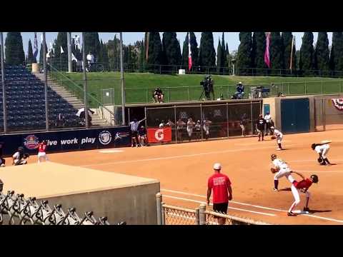 Corissa Sweet singles to give Firecrackers first and second 1 out. 14u